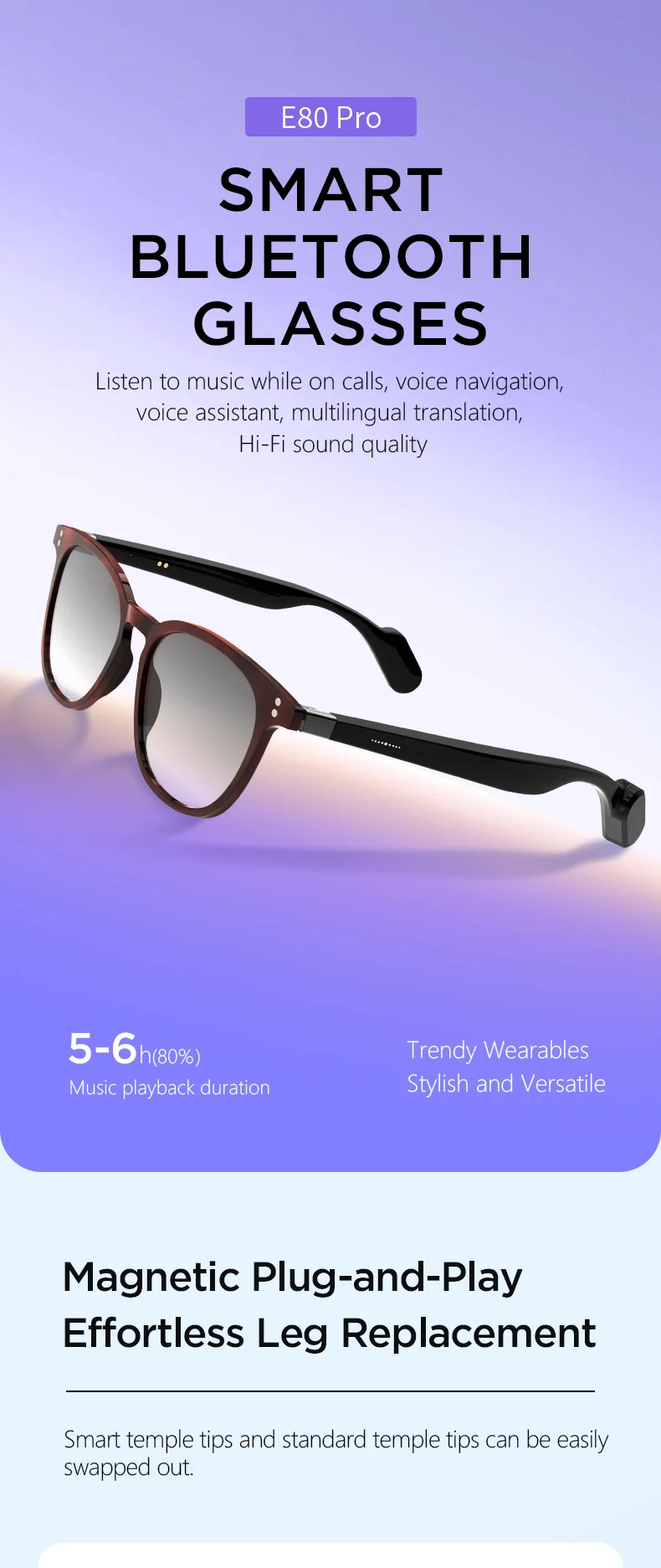 Verse One AI audio glasses — feature panel 1