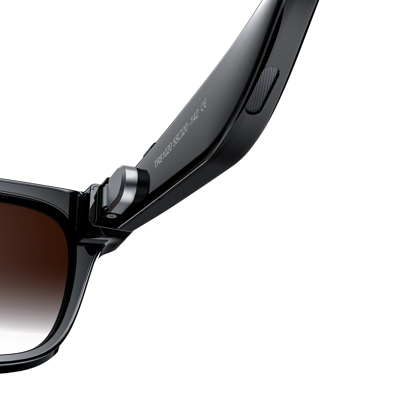Shared spring-hinge temple construction, shown on the Scout One Pro reference